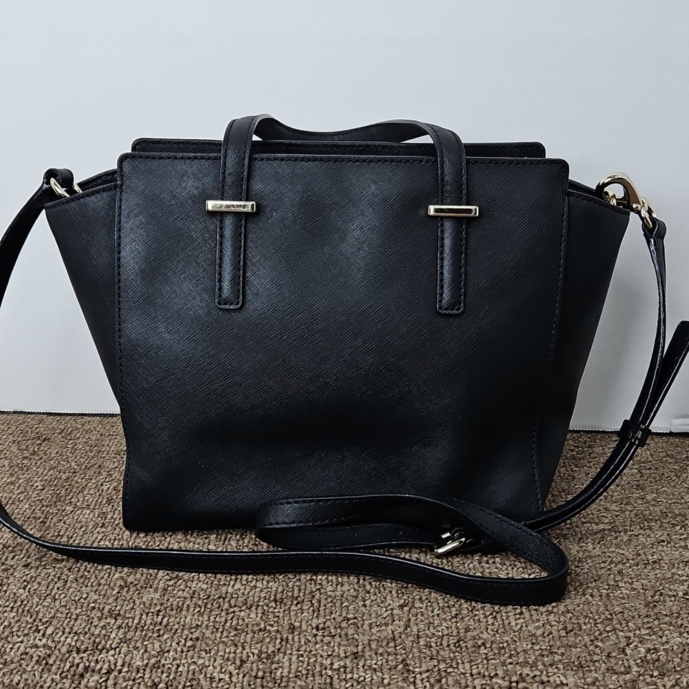 Kate Spade Hayden Black Peddle Leather Bag 2 Way Bag 9x9 - Picture 5 of 11